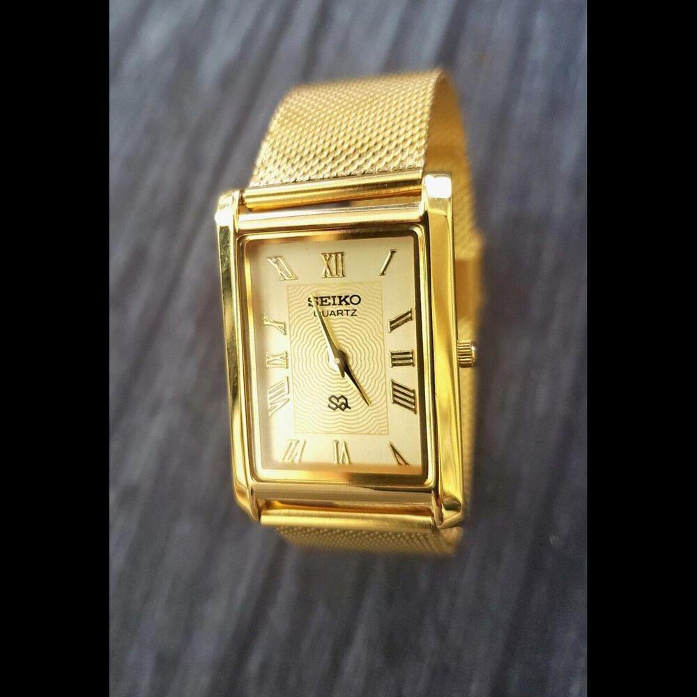 Vintage Tank Rectangular Champaign Italian band Mens Watch - Picture 6 of 7